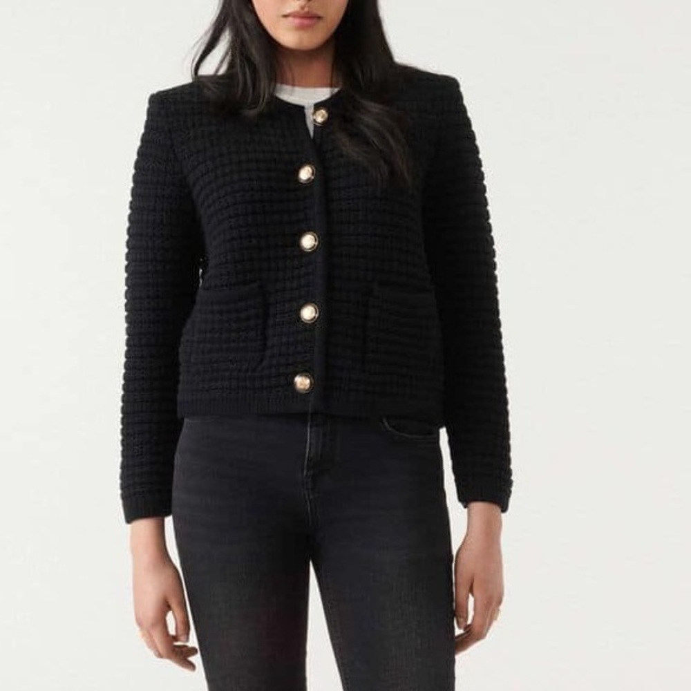 Dress Forum Black Knitted Sweater With Buttons Size Small